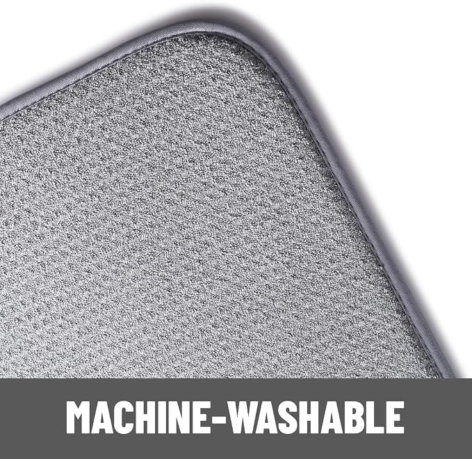 Bellemain XL Dish Mat Microfiber Dish Drying Mat, Super absorbent (Grey, 16" x 18")