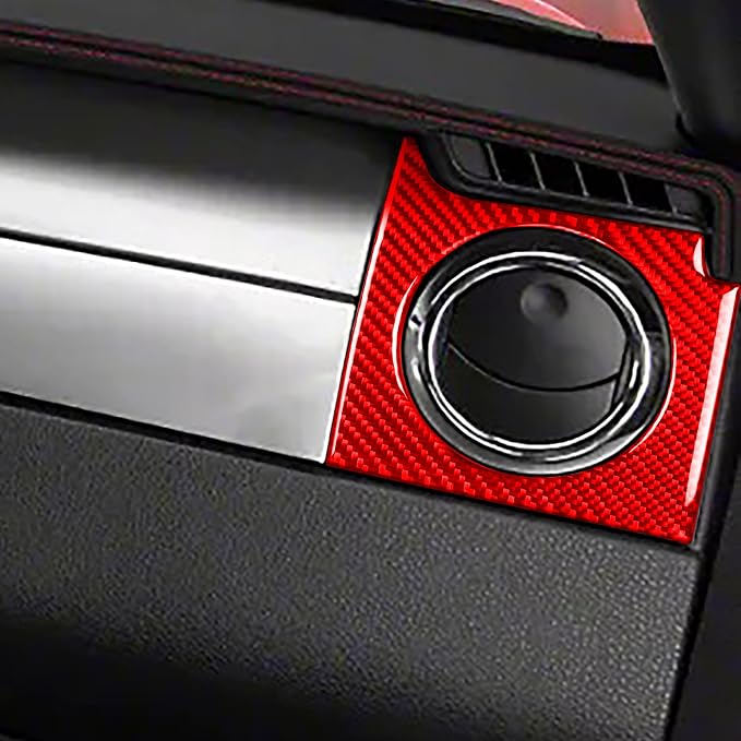 Red Real Carbon Fiber Trim for Ford Mustang Accessories | for GT Shelby 2005 2006 2007 2008 2009 Co-Pilot Right Side Wind Outlet Air Vent Interior Thick Overlay Decal