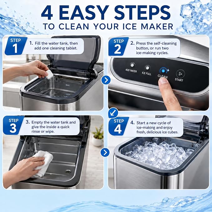 Ice Machine Cleaner Tablets Descaler, 24 Count Nickel Safe Ice Maker Cleaner Tablets, Compatible with Countertop, Nugget, Opal, Kitchenaid, GE Profile, Food-Grade Formula, Effective Descaling