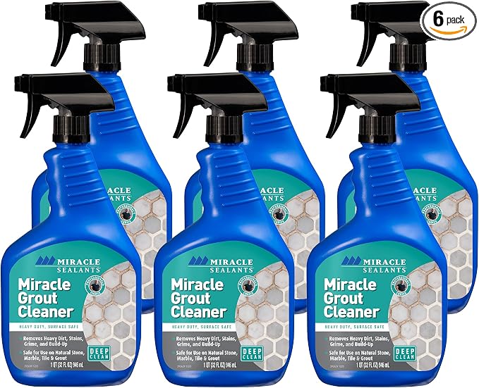 Miracle Sealants Heavy Duty Miracle Grout Cleaner Spray for Natural Stone, Marble, Tile & Grout, Quart, 6 Pack