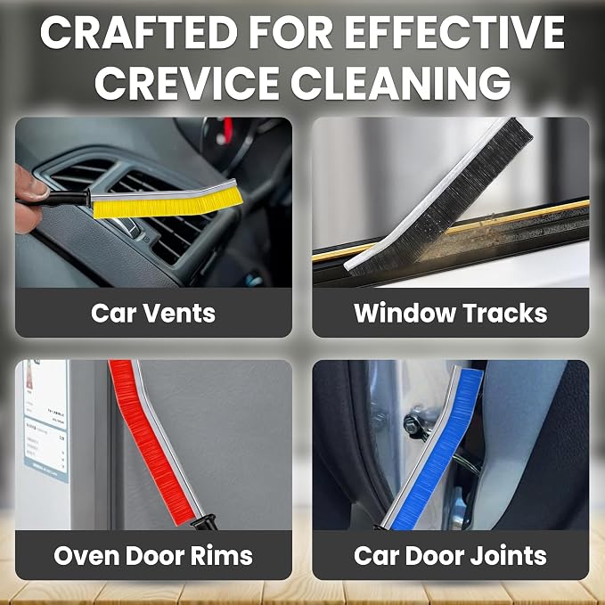 Crevice Cleaning Brush Set – 6Pcs Hard Bristle Cleaning Tools for Grout, Tile Floors, Gaps & Narrow Spaces – Small Grout Scrub Brush for Cleaning Bathroom, Shower, Window Tracks, Kitchen