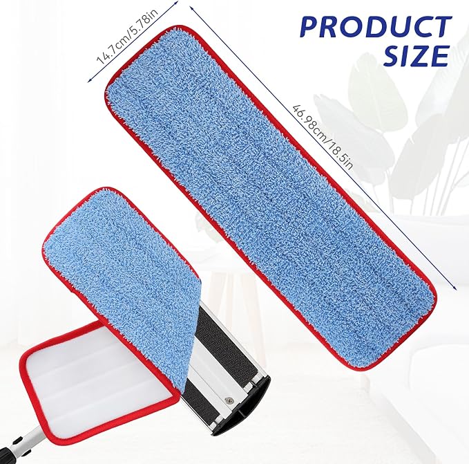 Replacement Microfiber Pad for Rubbermaid Commercial 18.5 Inch Mop Head - 10 Pack Wet & Dry Commercial Cleaning Refills Reusable Mop Refills Fit for Any Microfiber Flat Mop System 18.5"