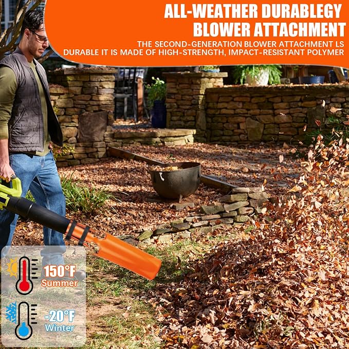 Leaf Blower Attachment, Airflow Amplifier Instantly Boosts Airflow (Orange) | Upgraded Leaf Blower Extension Booster Attachment, for Circular Nozzle Diameter of 2-4 inches