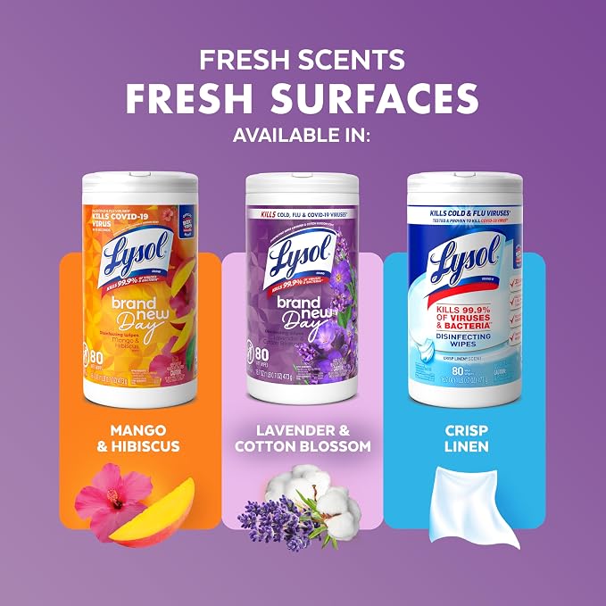 LYSOL Disinfecting Wipes, Multi-Surface Cleaner, Lemon, 80 ct. (3 Pack)