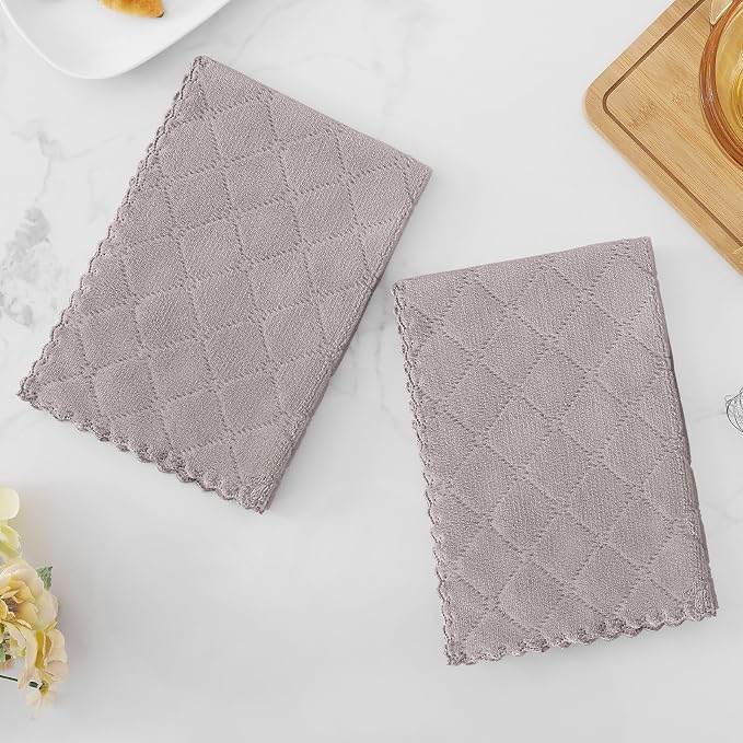 Homaxy 12 Pack Dish Towels for Kitchen (13 x 19 Inches, Grey), Super Soft and Absorbent Coral Velvet Dish Cloths for Washing Dishes, Nonstick Oil Fast Drying Microfiber Cleaning Cloth