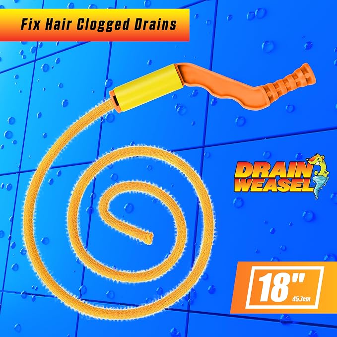 FlexiSnake Drain Weasel Sink Snake Hair Clog Remover Tool Kit | Sink, Pipe, Bathroom, Bathtub Drain Cleaner, 18-inch Long, Flexible, 1 Wand and Removable Handle, Made in The USA