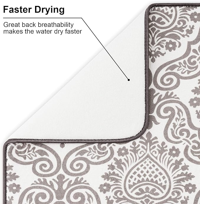 Subekyu Dish Drying Mats for Kitchen, Ultra Absorbent Microfiber Drying Mat, Dishes Drainer Pads 2 Pack, 19 by 15 Inch (Floral Vine)