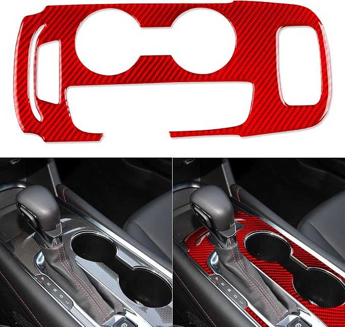 Red Real Carbon Fiber Trim for Chevy Malibu 9th Gen Accessories | for 2016-2024 at Panel Type A Gear Shift Panel Box Cover Sticker Interior Thick Overlay Decal