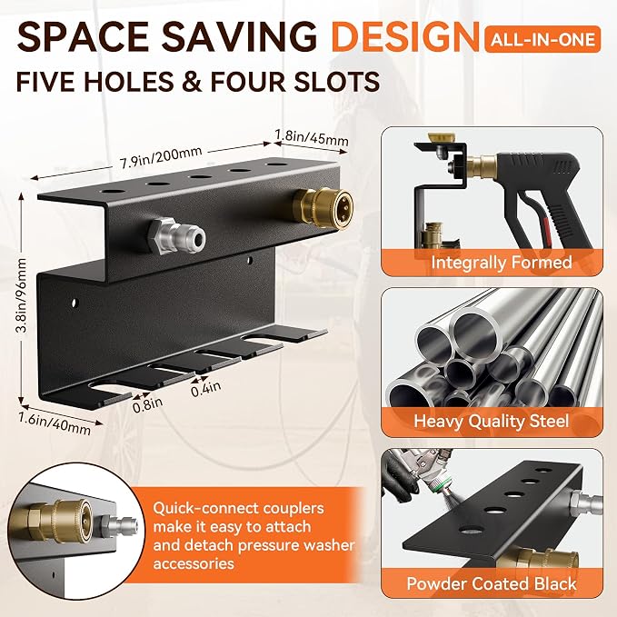 Foam Cannon Wall Mount and Pressure Washer Gun Holder Organizer