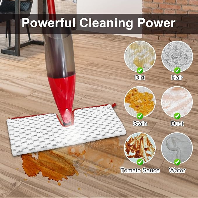 Microfiber Spray Mop Pads Compatible with Promist MAX Reusable Spray Mop Refills for Ocedar ProMist Dust Mop,Dual-Action Washable Flip Mop Pads Replacement for Dry Wet Floor Cleaning,3 Packs (Grey)