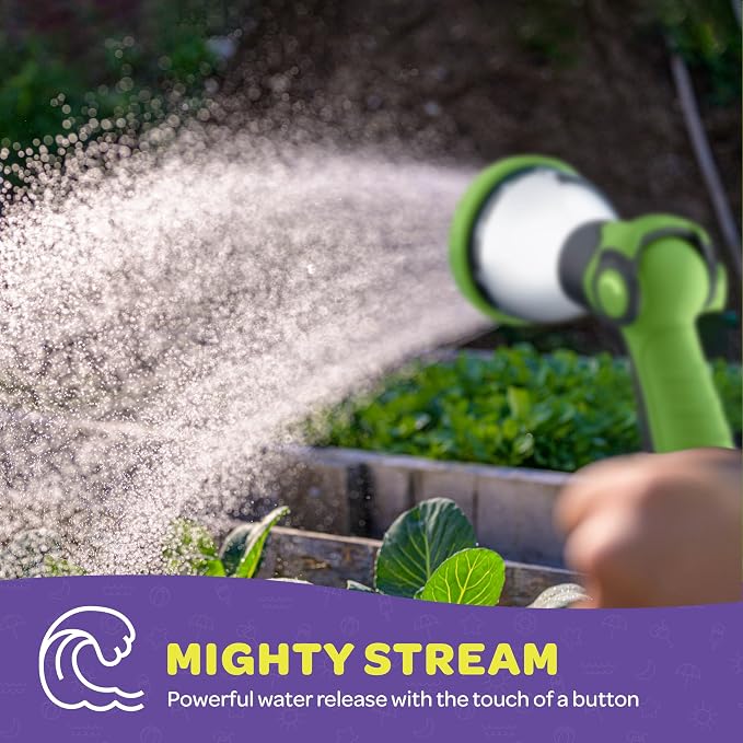 Hose Nozzle [Green] Heavy Duty Hose Sprayer With 10 Adjustable Watering Patterns. Thumb Control Design, Comfortable Ergonomic Grip, Garden Hose Nozzle for Watering Plants & Lawns/Fun showers/Cleaning
