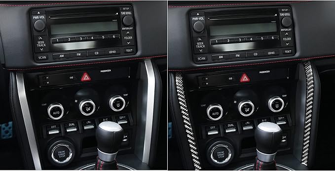 Real Carbon Fiber Trim for Subaru Accessories | for BRZ/Scion FR-S/Toyota 86 2016 2017 2018 2019 2020 Radio Control Panel Side Strip Interior Thick Overlay Decal