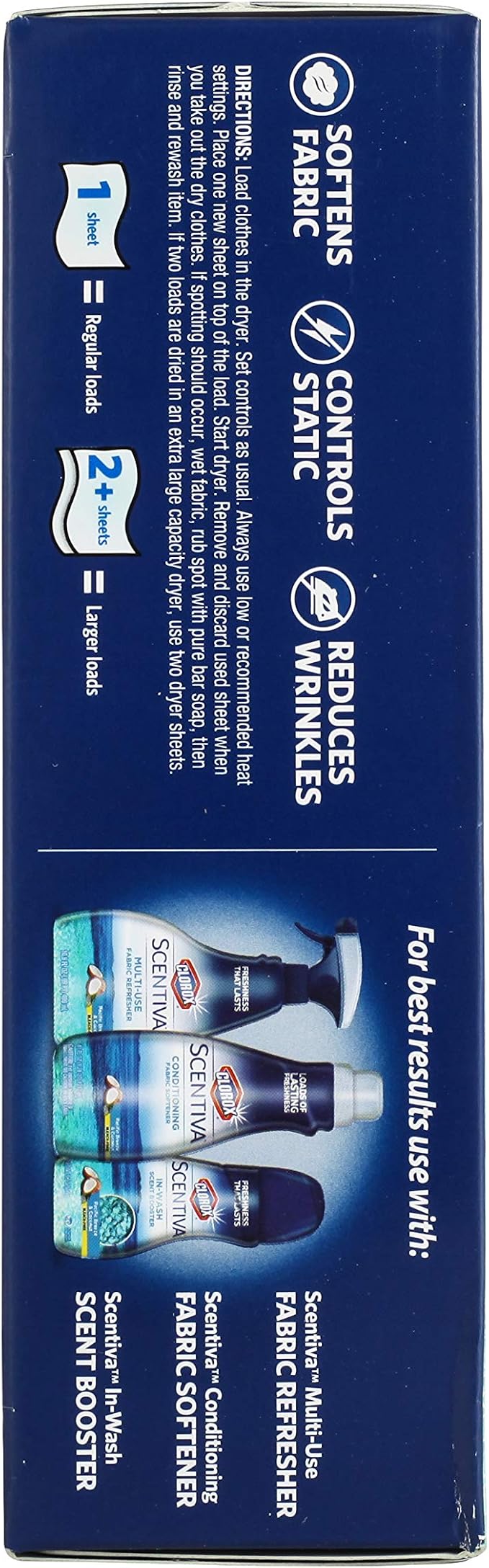 Clorox Scentiva Fabric Softening Dryer Sheets | Fabric Sheets in Pacific Breeze & Coconut Scent | Laundry Dryer Sheets for Fresh & Clean Clothes | 105 Count (Pack of 2)