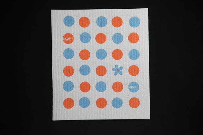 Skoy Cloth - 2-Pack Eco-Friendly & Reusable Swedish Dishcloth, for Kitchen & Household Use, Plastic-Free Packaging, Dishwasher Safe, Designer Series – Dots/Abstract, White Cloth