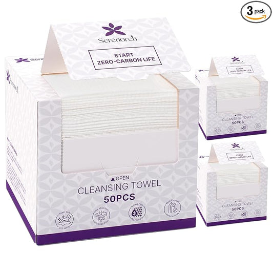 Disposable Face Towels XL, 150 Count | 10" x 12" Ultra Thick Facial Cleansing Cloths, Soft Dry Wipes for Sensitive Skin, Lint-Free Makeup Remover Towelettes
