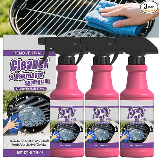Fast Acting Heavy Duty Grill Degreaser Spray, 2026 New BBQ Grill Cleaner, Multi Functional Grease Remover for Outdoor Grill, Grill Cleaning Spray for Kitchen, Easily Off Oven Cleaner for Home (3 PCS)
