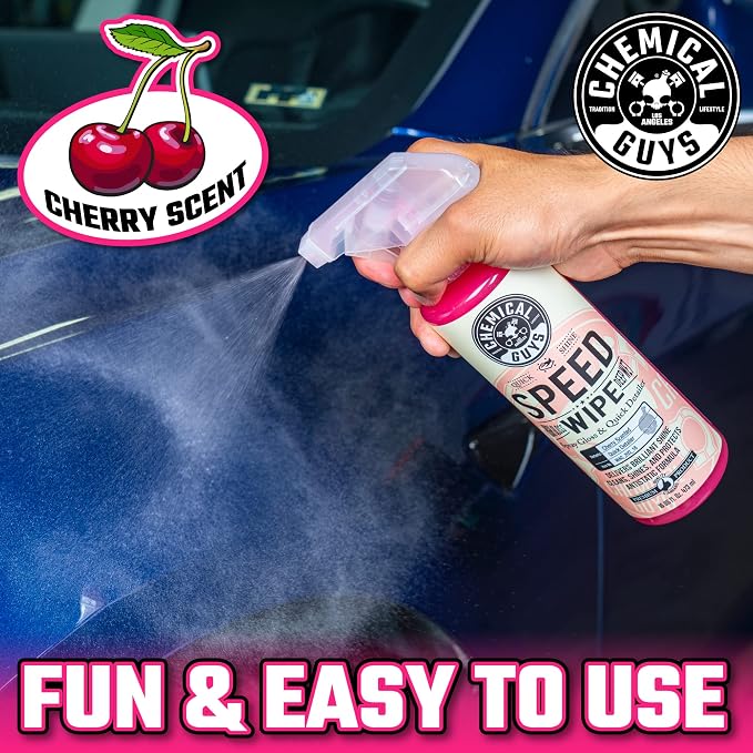 Chemical Guys, Speed Wipe Quick Detailer Spray, Gloss, Cherry, 1 Gallon | Spray-and-wipe detailer adds instant streak-free gloss on paint, glass, wheels and trim between washes, cherry