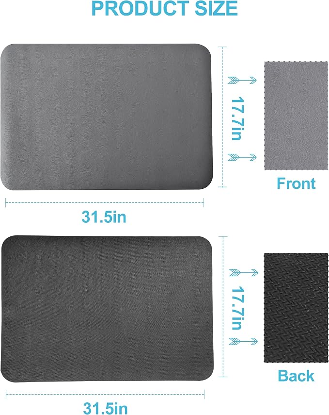 Dish Drying Mat for Kitchen Counter, 17"x31.5" Dish Drying Pad with Non-slip Rubber Backed, Hide Stain Anti Absorbent for Kitchen Counter, Drying Mat for Coffee Machine Dish Rack (Grey)