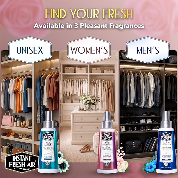 Clothes Freshener Spray & Deodorizer Odor Eliminator - Works Instantly with Noxban™ - Fine Fragrance Fabric Refresher & Odor Neutralizer - Safe for Garments, Linens, Bedding - Women