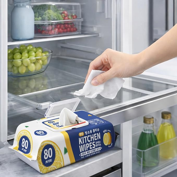Kitchen Cleaning Wipes (80 Count) – Professional Grease & Oil Remover for Microwave, Air Fryer, Cooktops, Stoves & Appliances – Multi-Surface Disposable Cloths for Sparkling Clean Surfaces