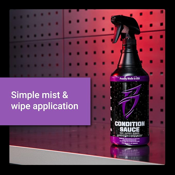 Boat Bling Condition Sauce Premium Interior Moisturizer w/UV Protection, 32 oz., for Boats, RVs, Powersport Vehicles and More | UV-blocking interior moisturizer helps prevent fading, cracking and discoloration on vinyl, leather, rubber and plastic
