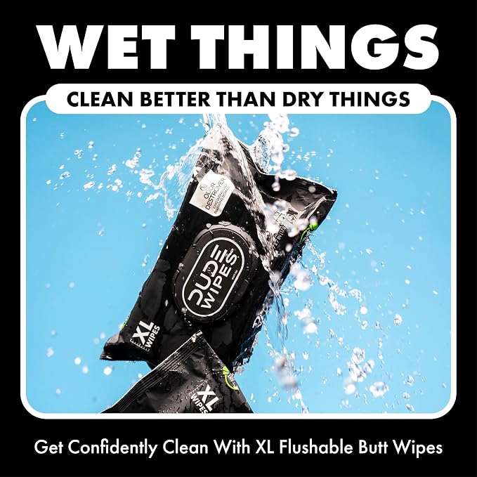 DUDE Wipes Odor Destroyer Flushable Wipes - Extra-Large Adult Wet-Wipes - Deodorizing, Lightly Scented, Controls Odor for up to 24 Hours - Septic and Sewer Safe, 48 Count (Pack of 12)