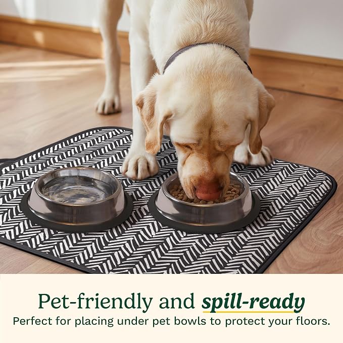Cuisinart Dish Drying Mats for Kitchen Counter - (2) 16" x 18" Ultra Absorbent Kitchen Dish Drying Mat - Mesh Backing, Foldable, Machine Washable, Fast Drying Dish Mat (Dashed Lines)