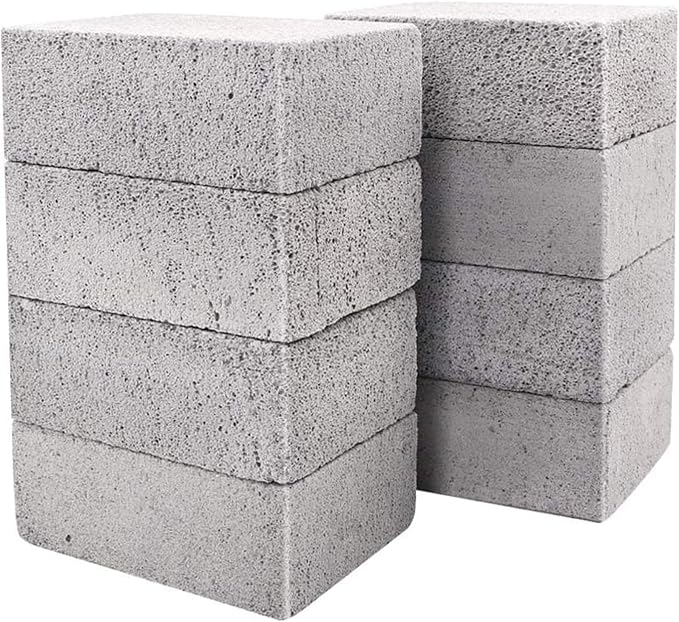 8 Pack Grill Brick & Griddle Stone Cleaning Block, Pumice Stone for Cleaning Oven, Stove, BBQ Grill, Commercial Grade Cleaner for Cookers, Frying Pans, Racks, Flat Tops
