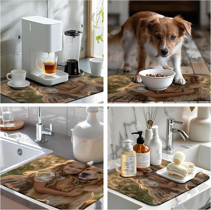 Custom Personalized Dish Drying Mat for Kitchen Counter 18x24 Inch Customized Drying Mats with Picture Text Microfiber Absorbent Dish Drying Pad Custom Image Kitchen Accessories