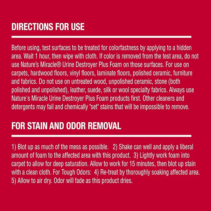 Nature's Miracle Dog Urine Destroyer Plus Foam, Enzymatic Cleaner, 17.5 oz | Destroys the Toughest Dog Urine Stains, Foam Penetrates Into the Carpet, Safe For Pets and Home*, Fresh Scent