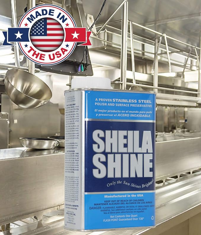 Sheila Shine 1 Quart Stainless Steel Cleaner and Polish w/Microfiber Cloth - Cleans, Polishes & Protects Kitchen Appliances, Refrigerators, Sinks, Ovens & Grills - Streak Free Stainless Sink Cleaner