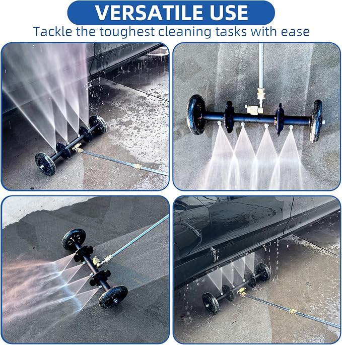 DUSICHIN Undercarriage Cleaner Water Broom Pressure Washer Attachment, 16 Inches Undercarriage Washer, Pressure Washer Underbody Cleaner 4 Extension Wands 4 nozzles DUS3202