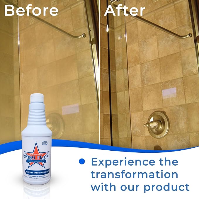Bring It On Grout Cleaner, Hard Water Stain Remover, Remove Spots on Shower Door, Clean Tile, Fiberglass, Windows, Grout Lines Cleaner 16 Ounce | Hard Water Stain Removal for Glass Shower Doors, Windows, Mirrors, and Bathroom Tile Grout Cleaner