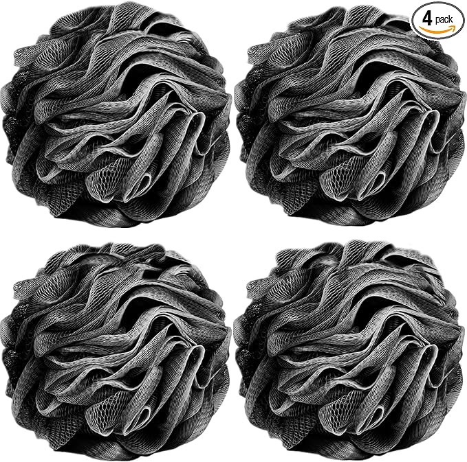 Fu Store Loofah Sponge Shower Loofahs 50g Bath Sponges Mesh Balls Body Scrubber Exfoliator Wash Back Scrubber Bathroom Men Women 4 Pack Scrubbers Cleaning Bathing Accessories