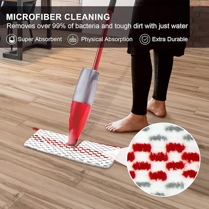 Microfiber Spray Mop Pads Compatible with Ocedar ProMist MAX Spray Mop, Reusable Mops Refill for Oceda Promist Dust Mop, Dual-Action Washable Flip Mops Pads Replacement for Dry and Wet Floor Cleaning