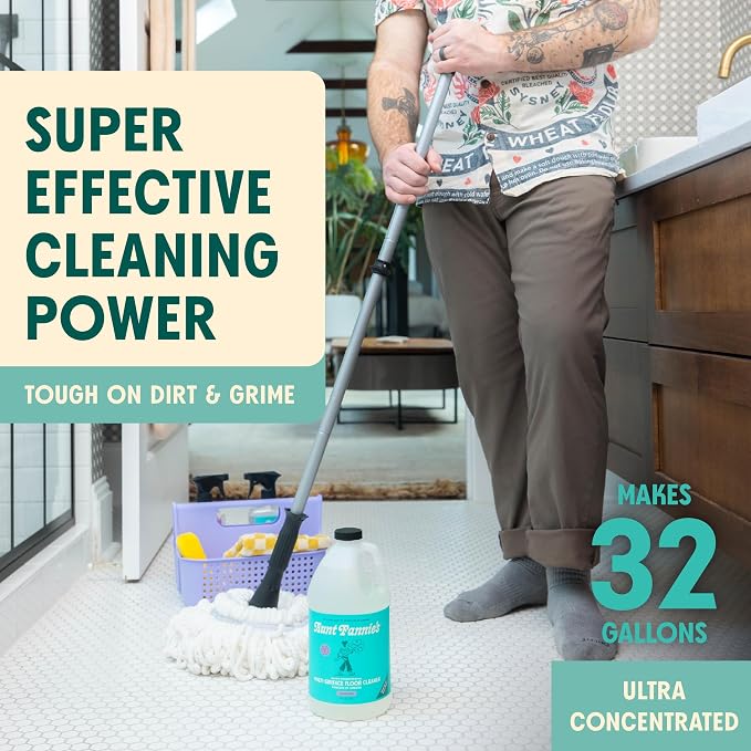 Aunt Fannie's Ultra Concentrated Vinegar Floor Cleaner, Lavender, 64 oz. | Refill Size Multi-Surface Natural Vinegar Cleaning Solution for Mopping, Safe to Use on Vinyl, Hardwoods & Tile, EWG A-Rated