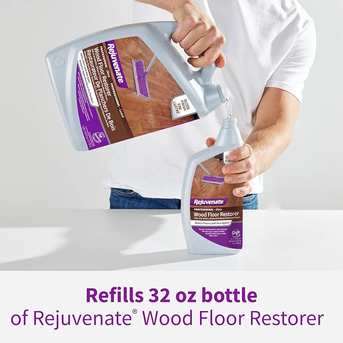 Rejuvenate Professional Wood Floor Restorer 1 Gal, Gloss Finish, 2 Pack | 1-Coat Application Fills Scratches, Shines & Protects Hardwood Floors, Leaves A Glossy Finish, Safe For Pets & Kids