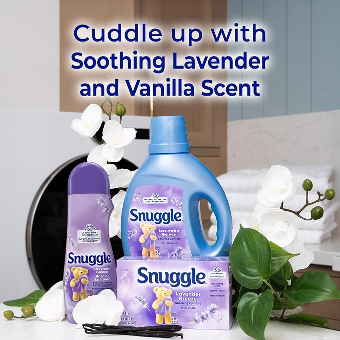 Snuggle In Wash Scent Booster, Lavender Breeze, 21oz, 4-Pack | Fragrance enhancer for clothes, bedding and activewear, HE safe, Bead form, Works in all machines and water temperatures