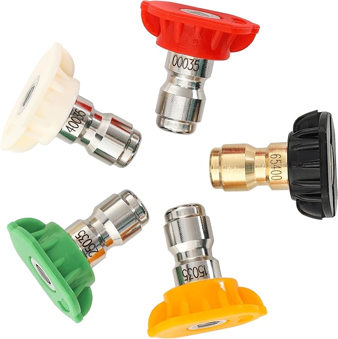 Tool Daily Pressure Washer Nozzle Tips Multiple Degrees, 1/4 Inch, 3.5 GPM | Power Washer Tips Set for Car Washing, 1/4" Quick Connect, 4000 PSI, 5 Pack