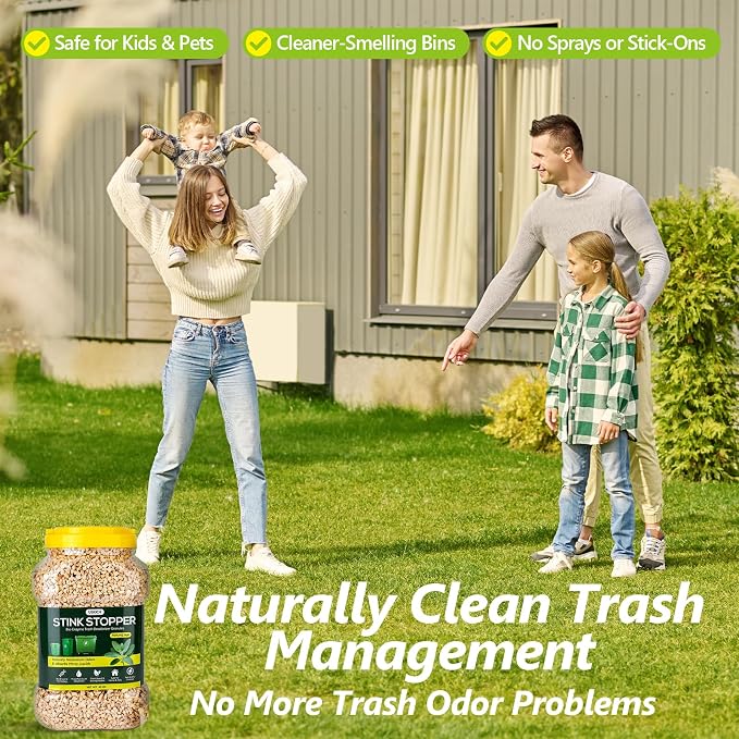 USKICH Outdoor Trash Can Deodorizer Odor Eliminator,Garbage Disposal Cleaner and Deodorizer,Plant-Based Powerful Absorbing Granules for Trash Bins,Dumpster,Outdoor Waste and Garbage Cans,45 OZ