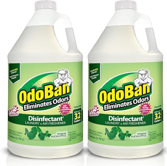 OdoBan Disinfectant Concentrate and Odor Eliminator, Made in the USA, Original Eucalyptus Scent, 2 Gallons
