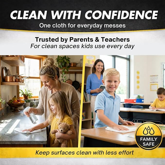 Microfiber Magic Streak Free Cleaning Cloth 6 Pack Clean Any Surface With Just Water Eco Friendly Environmentally Safe Perfect for Window, Mirror, Kitchen, Counters, Appliances, Car, Cycle, TV Screen