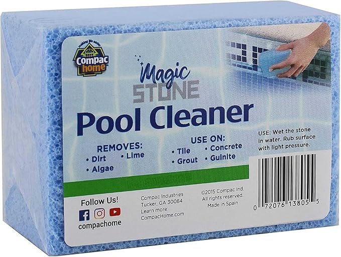 COMPAC Home Magic Stone Pool Cleaner to Easily Remove Dirt, Algae, Lime, and More - Recycled Glass Stone