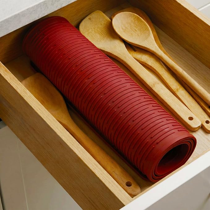 MicoYang Silicone Dish Drying Mat for Multiple Usage,Easy clean,Eco-friendly,Heat-resistant Silicone Mat for Kitchen Counter or Sink,Refrigerator or Drawer Liner Red 5XL 36inches x 18inches