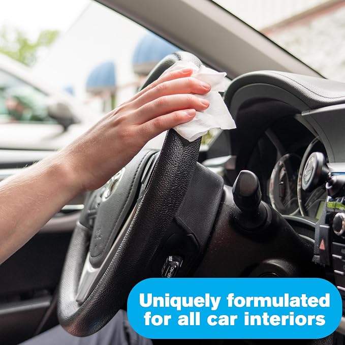 Fortress Car Interior Wipes with Microfiber Cloth (25 ct, Pack of 4) for Car Interior Cleaning, Dashboard, Seats, Detailing, and Steering Wheel [Travel Size] Skin-Safe Car Interior Cleaner Supplies