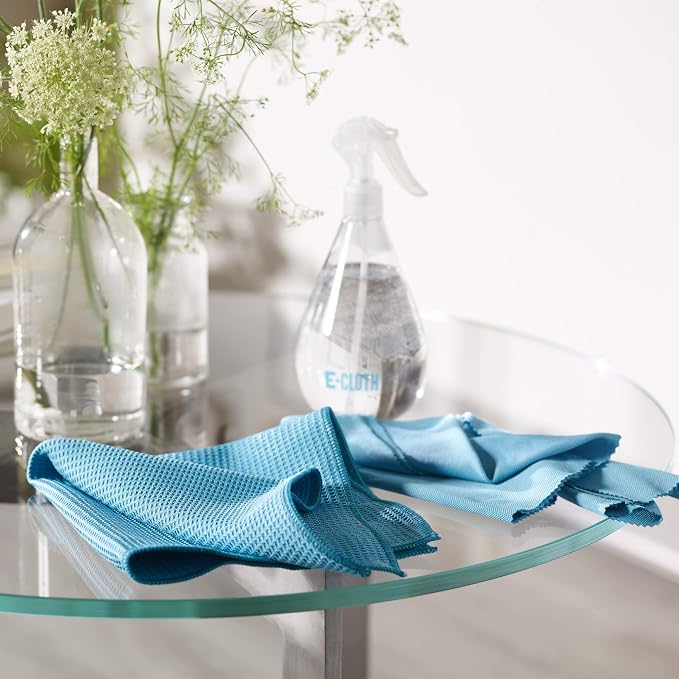 E-Cloth Microfiber Window Cleaning Cloth Kit - Glass Cleaning Cloth for Windows, Mirrors, Cars, Lenses, Eyeglasses, & More, Streak Free Clean, Machine Washable Reusable Towel - Alaskan Blue | Chemical-Free Cleaning - Reusable & Machine Washable Towel, ...
