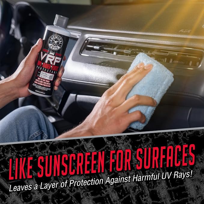 Chemical Guys, VRP Vinyl, Rubber & Plastic Dressing, Dry to Touch, 16 oz | Satin shine on tires, trim, dashboards and weatherstripping, non-greasy and dry to the touch, indoors or out