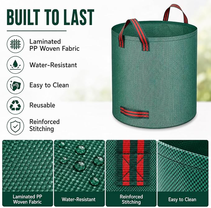 80 Gallon extra large leaf collector leaf bags lawn bags yard waste large capacity,reusable leaf bags Cleaning fallen leaves, weeds, or use for moving