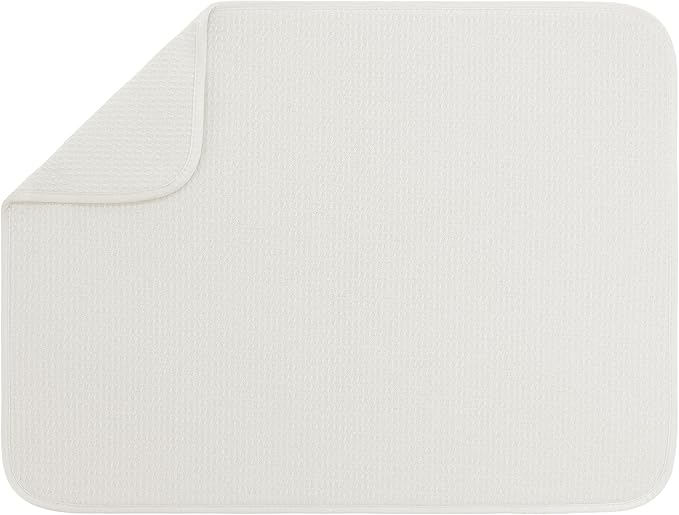 S&T INC. Dish Drying Mat XL, 18” x 24”, Absorbent Microfiber Kitchen Counter Mat, Dish Drying Pad for Dishes, Utensils, Pots and Pans, Extra Large, Cream