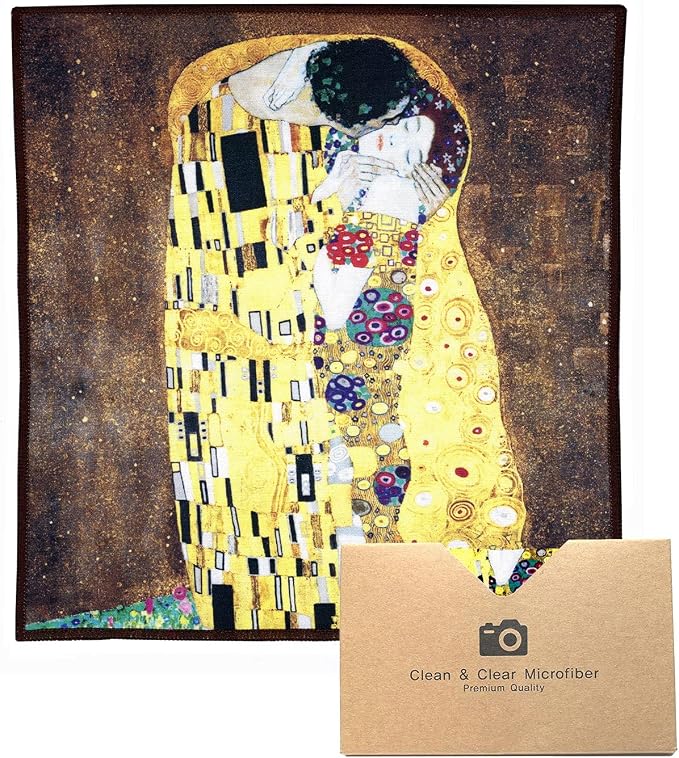 Large [5 Pack] Classic Art (The Kiss) - Ultra Premium Quality Microfiber Cleaning Cloths (Best for Camera Lens, Glasses, Screens, and All Lens.), Microfiber Cloth